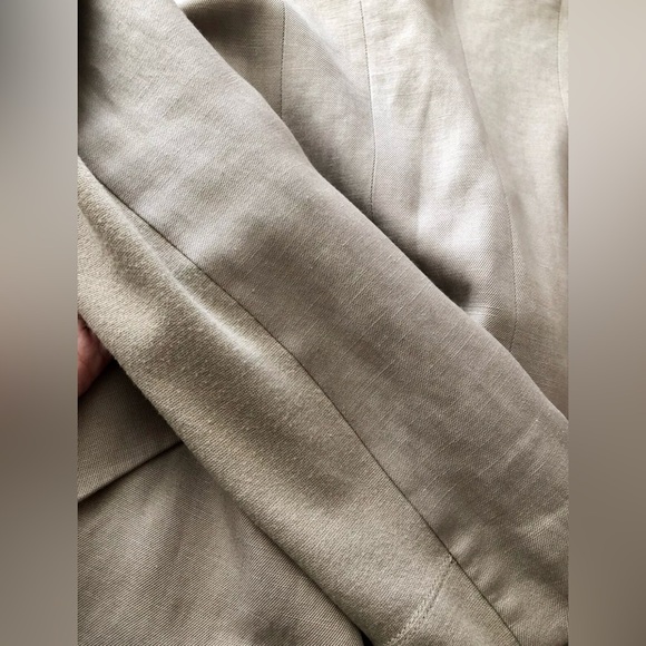 BCBG Max Azria Pumice Draped Front Jacket Blazer Camel Beige White Striped Sz XS - Picture 6 of 8